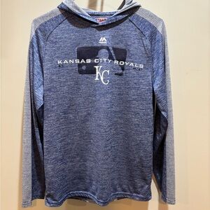 Majestic Kansas City Royals Heathered Navy and Gray Hooded Long Sleeve